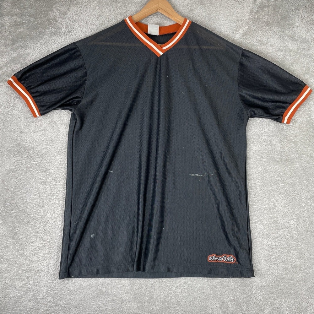 Levis SilverTab Jersey‎ Mens Medium Black Mesh V Neck Vintage Skater Y2K 90s